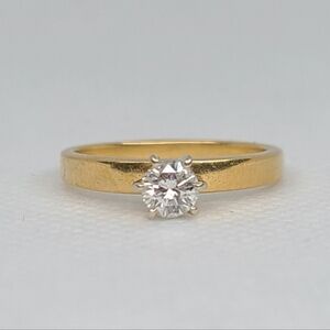 0.30ct Round Diamond Solitaire Ring 18k Yellow Gold Sz 6